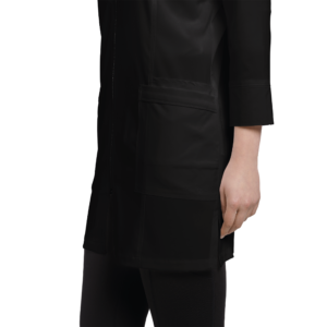 DELANTAL MÉDICO 2417 FIT CON CIERRE NEGRO WHITE CROSS
