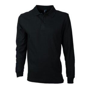 POLERA PIQUÉ HOMBRE NEGRA M/L