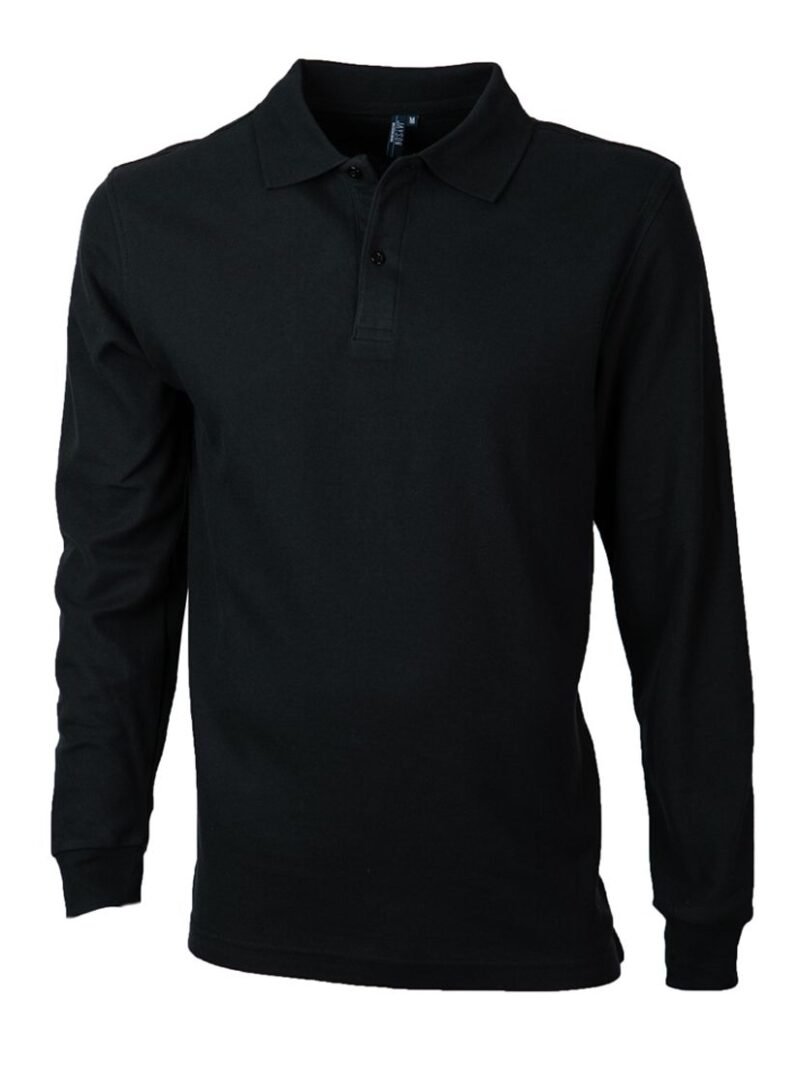POLERA PIQUÉ HOMBRE NEGRA M/L