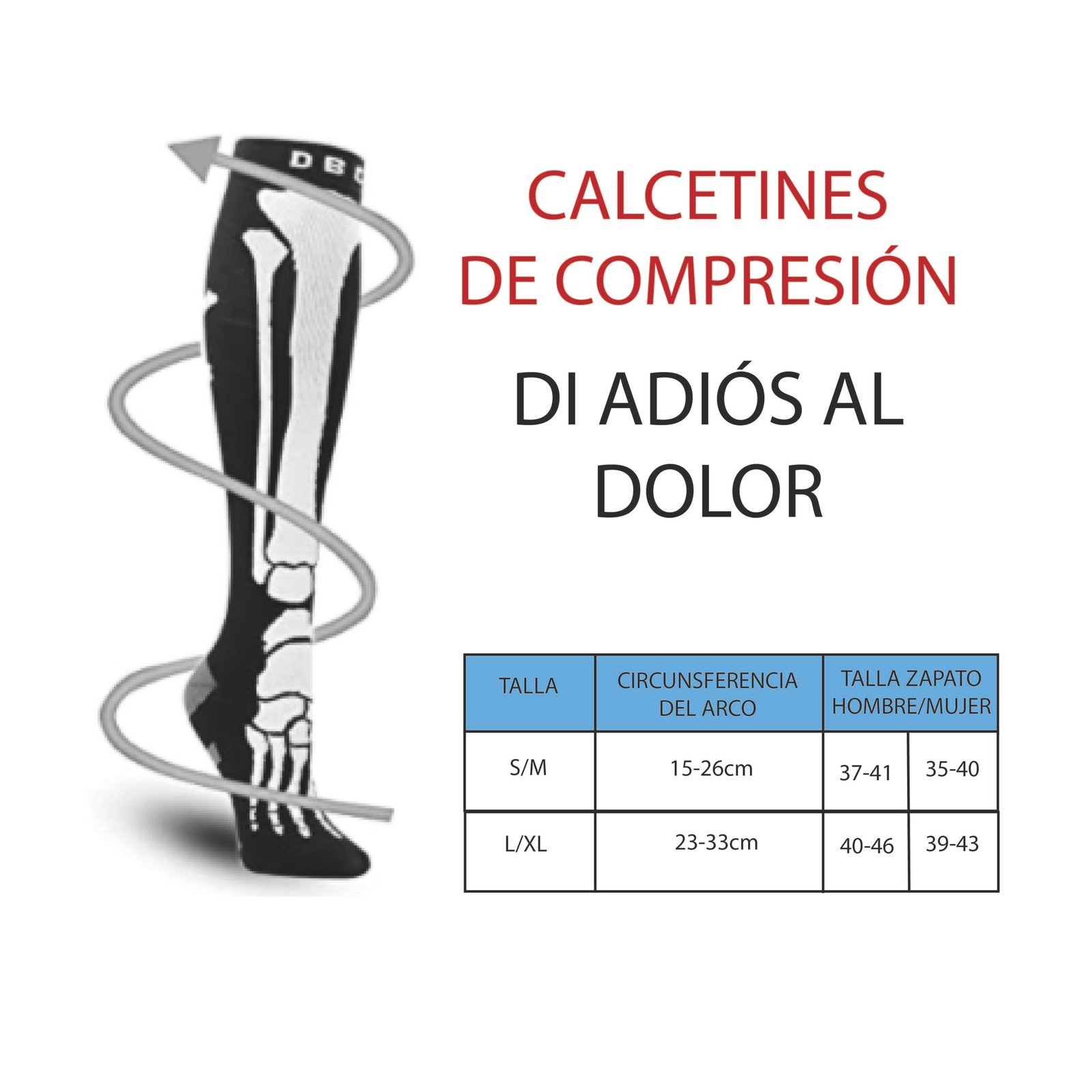 CALCETIN COMPRESION UNISEX 20-30 MMHG S/M SKULL - Imagen 3