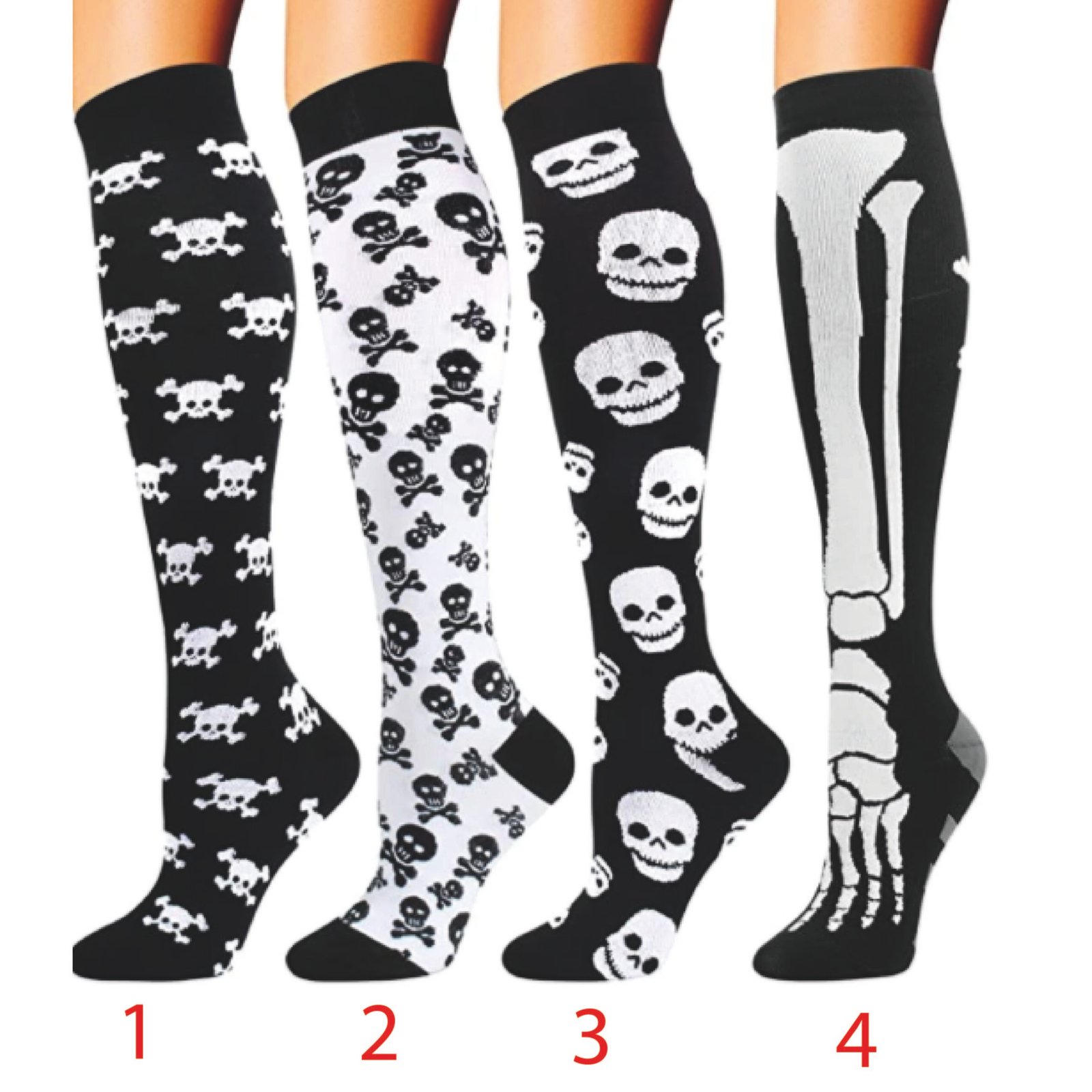 CALCETIN COMPRESION UNISEX 20-30 MMHG S/M SKULL - Imagen 2