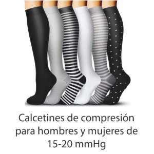 CALCETIN COMPRESION UNISEX 15-20 MMHG S/M BLANCO NEGRO