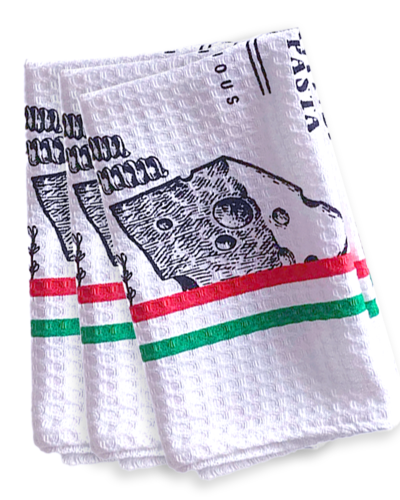 Paño Cocina Panal Blanco Estampado Italiano